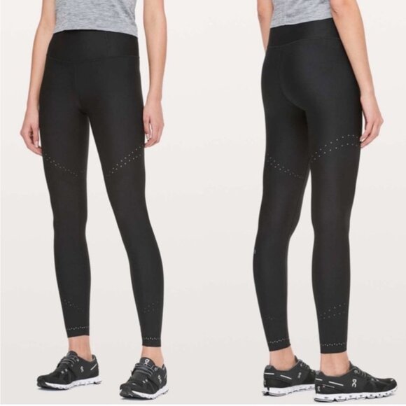 Lululemon Women's Black Lasercut Zoned In Tight 27" Soulcycle Leggings Size 4 - Picture 1 of 8